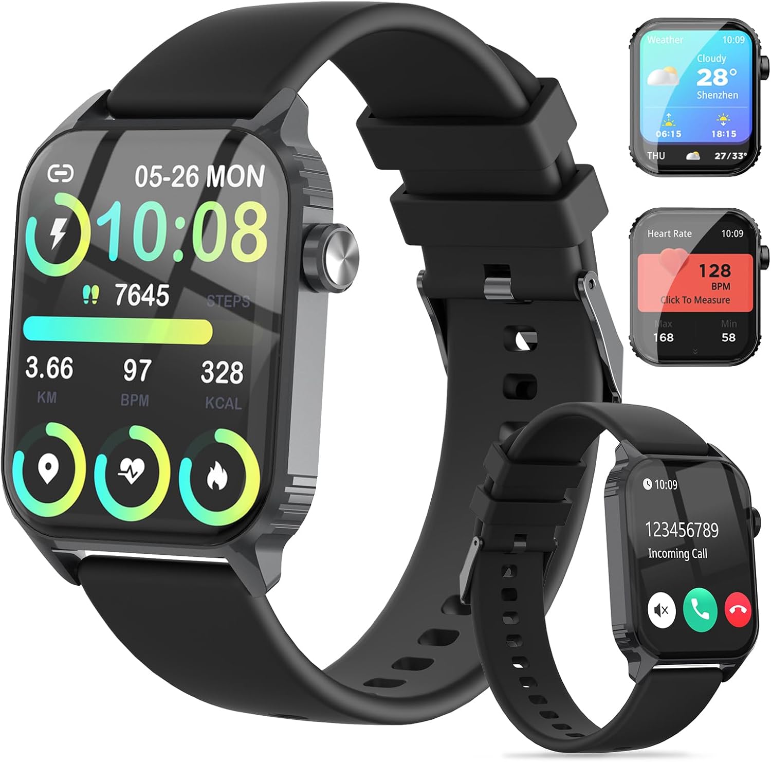 Smart Watch for Men, 120 Sports Modes Smartwatch with 1.83″ HD, Alexa Built-in, Heart Rate/Sleep Monitor, IP67 Waterproof, Bluetooth Call & Music Control Fitness Watch for iPhone/Android (Black)