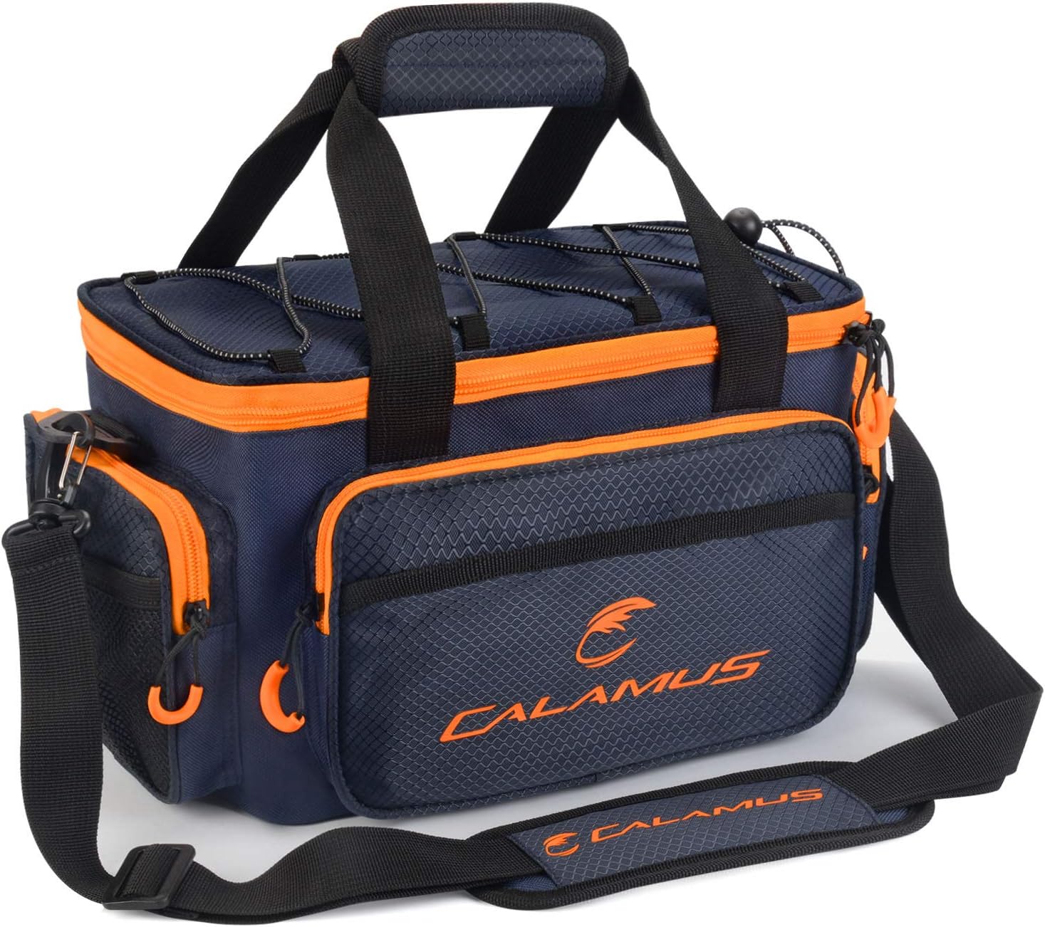 Calamus Fishing Tackle Bags – Fishing Bags for Saltwater or Freshwater Fishing – Rip-Stop PE – Padded Shoulder Strap – Pliers Storage -Orange
