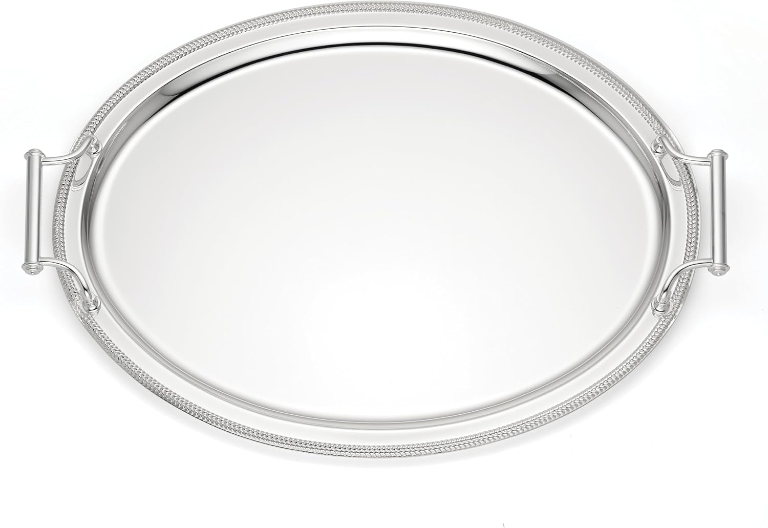 Reed and Barton Kitchen and Dining, Gallery Oval Silverplate Tray with Handles, Silverplated Material, Handwash, Serving Trays, Round Tray, Home & Kitchen Accessories (Silver, 1 Piece, 13×17 Inch)