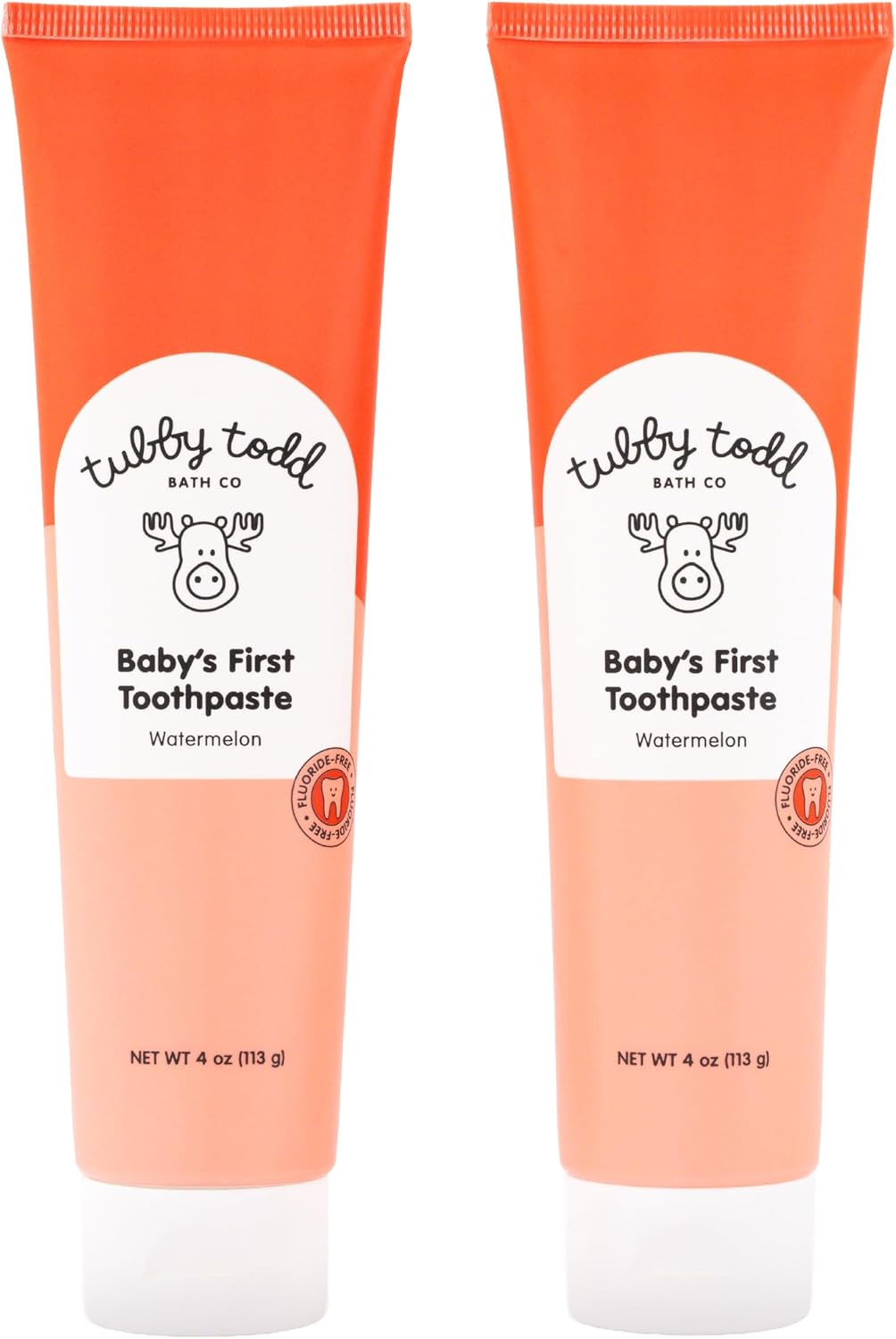 TUBBY TODD Fluoride Free Kids Toothpaste – Made with Xylitol – Safe Toothpaste for Baby, Toddler, Infant & Children – 4oz, 2 Pack – Watermelon Flavor
