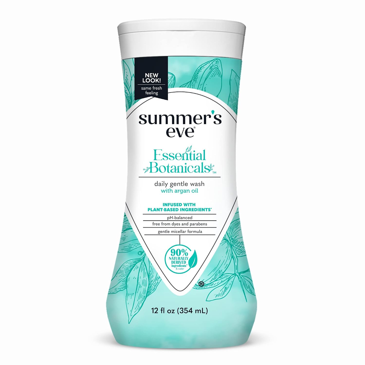 Summer’s Eve Essential Botanicals All-Over Daily Feminine Wash with Argan Oil, Gentle pH-Balanced Body Wash for Women, Removes Vaginal Odor and Refreshes, 12 Fl Oz