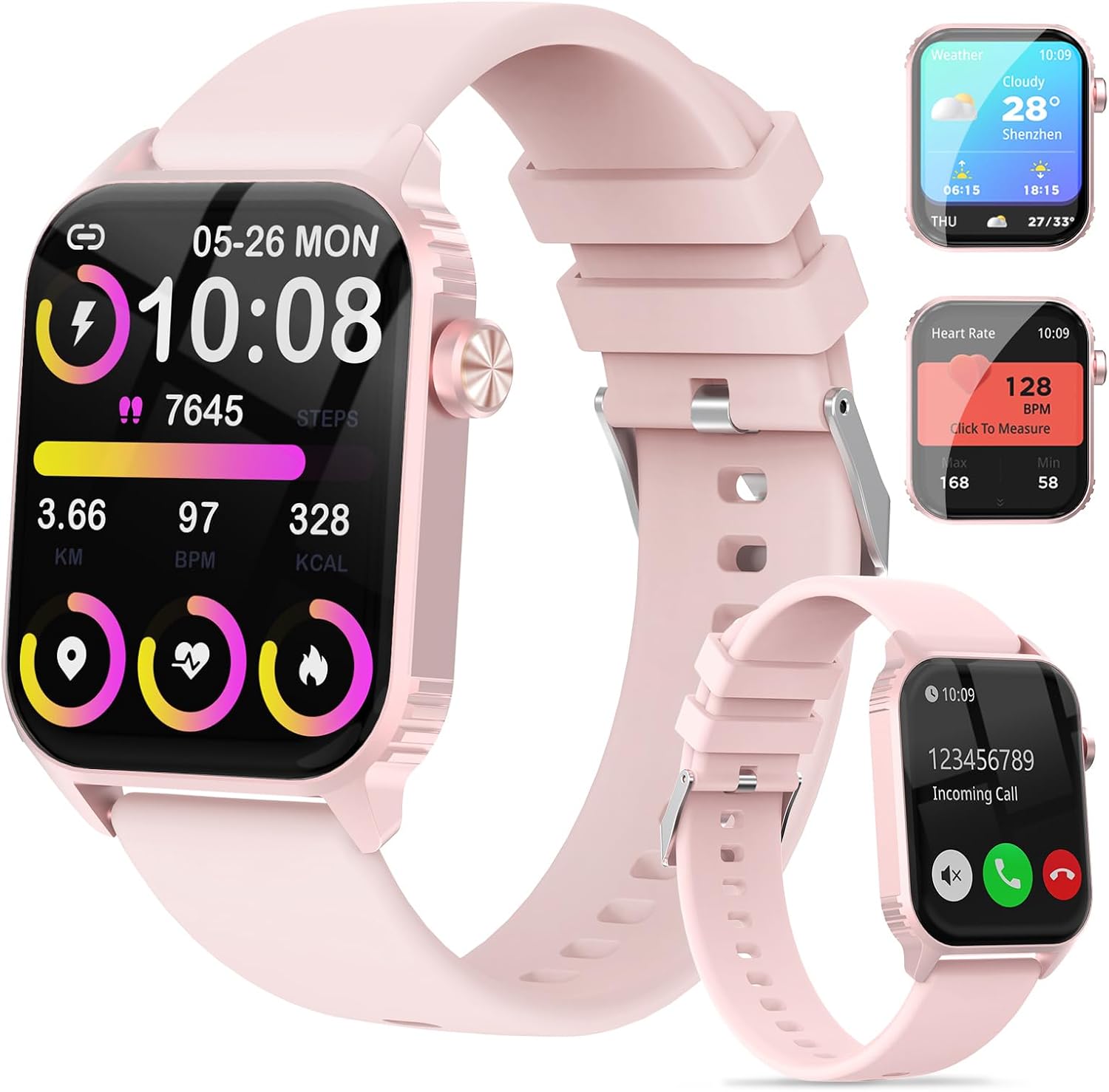 Smart Watch for Women, 120 Sports Modes Smartwatch with 1.83″ HD, Alexa Built-in, Heart Rate/Sleep Monitor, IP67 Waterproof, Bluetooth Call & Music Control Fitness Watch for iPhone/Android (Pink)