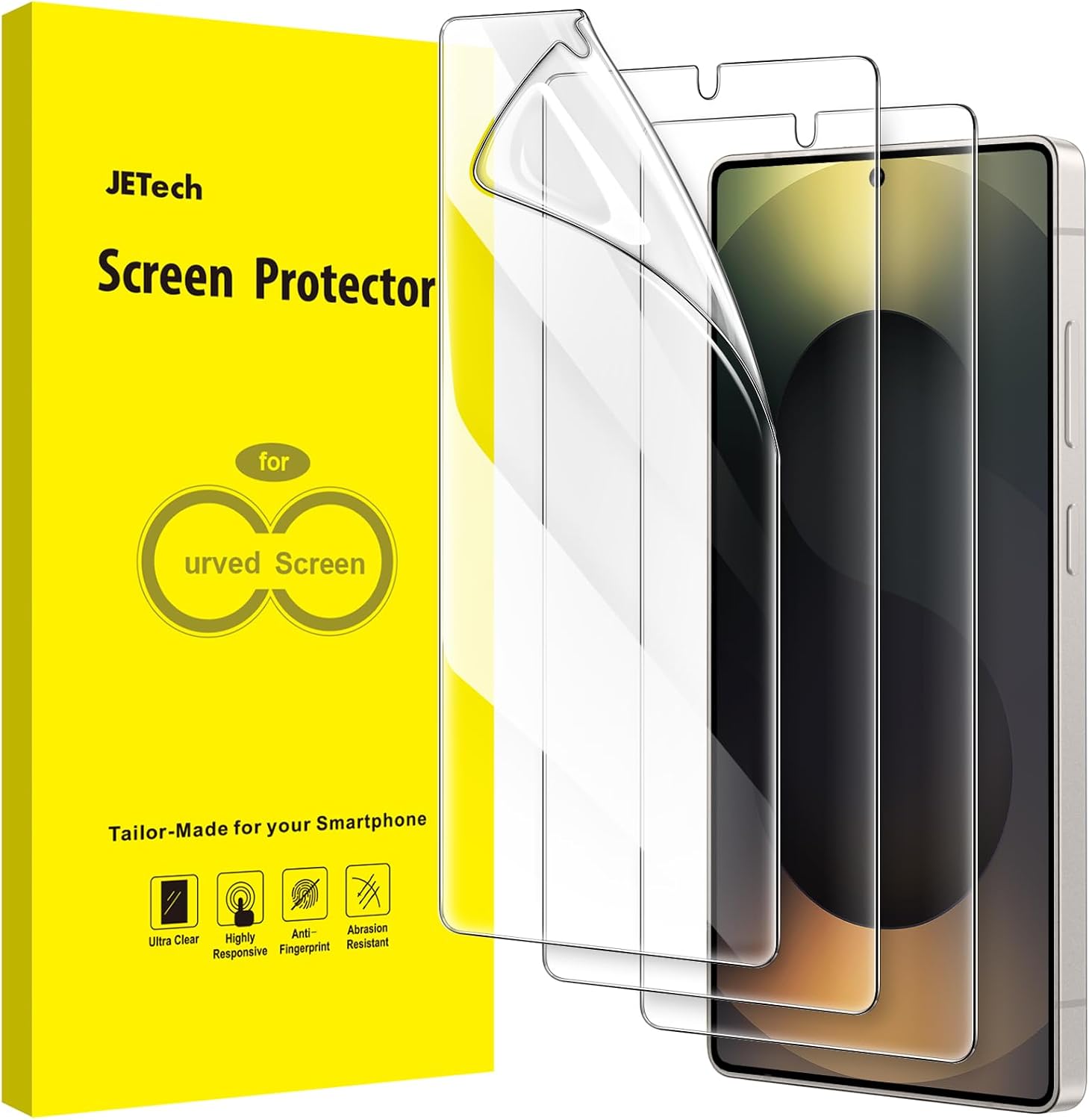 JETech Screen Protector for Samsung Galaxy S25 Ultra 5G, Flexible TPU Film, Fingerprint ID Compatible, Easy Installation, HD Clear, 3-Pack
