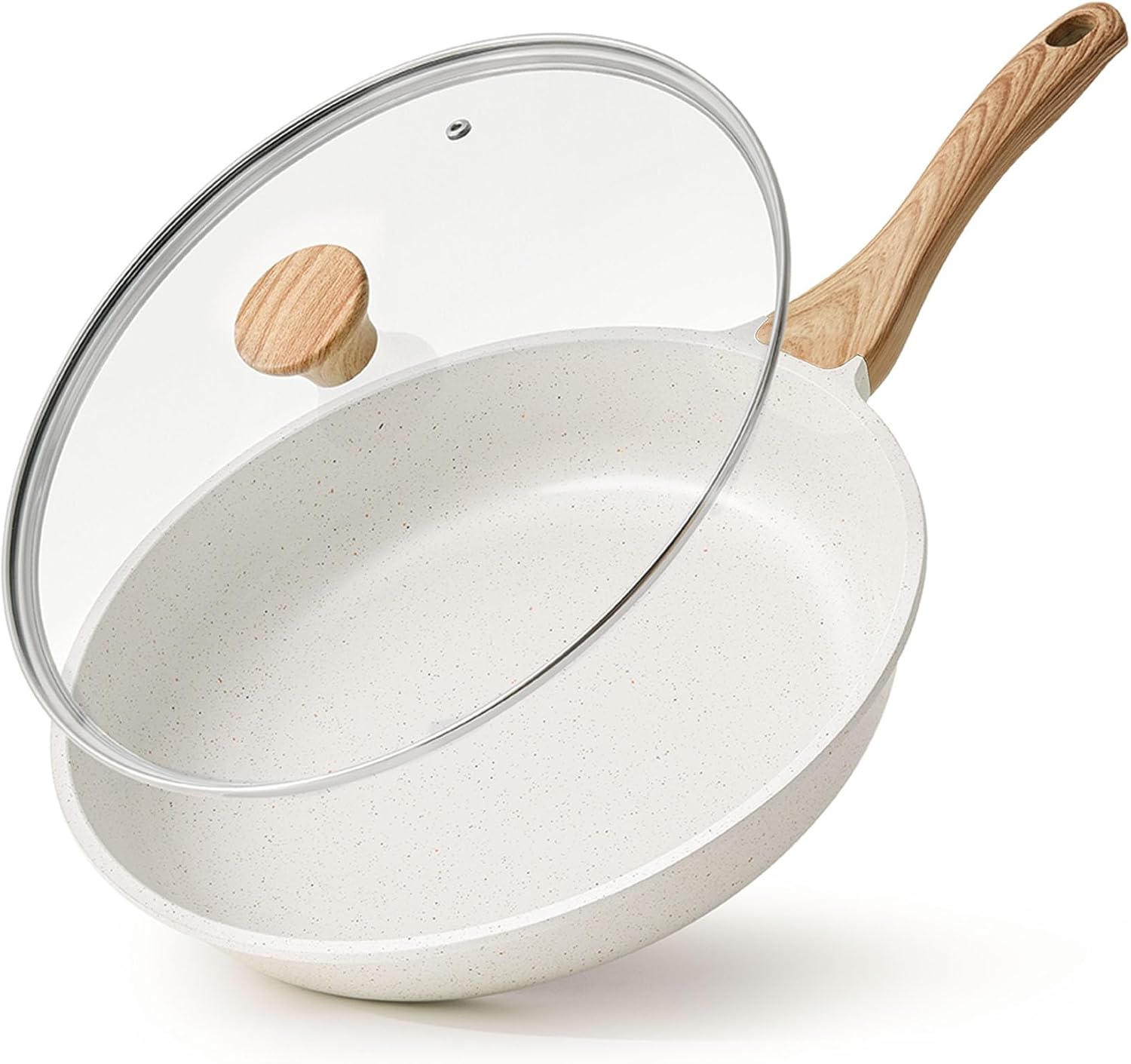 SENSARTE Nonstick Ceramic Frying Pan with Lid 8/9.5/10/11/12.5 Inch Omelet Pan Skillet, Free of Intentionally Added PFAS/PTFE Non-toxic Chef’s Pan Induction Compatible Pan, Heat Resistant Handle