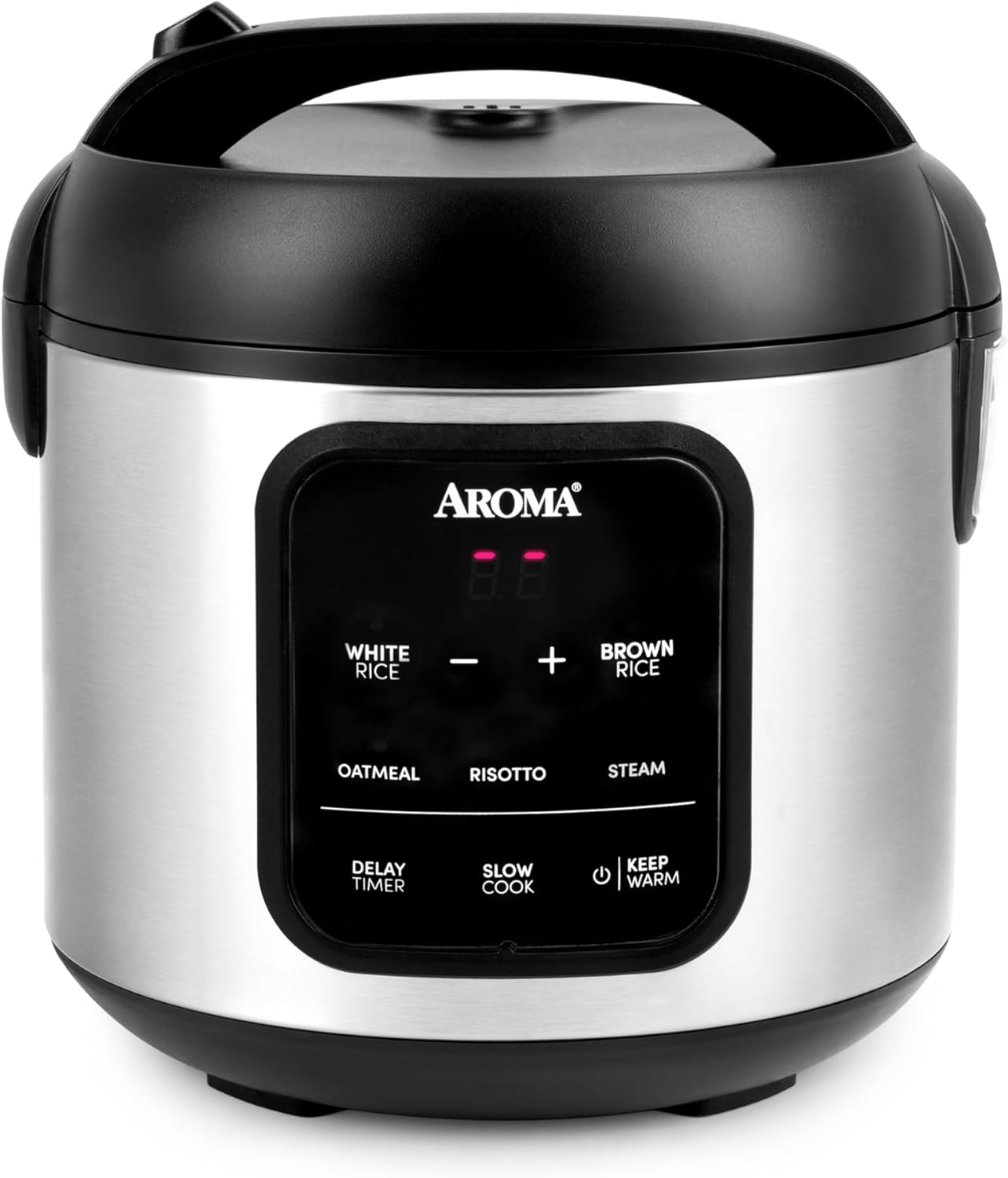 AROMA Digital Rice Cooker, 4-Cup (Uncooked) / 8-Cup (Cooked), 2 Qt, Steamer, Multicooker, Slow Cooker, Oatmeal Cooker, Auto Keep Warm, Stainless Steel Exterior