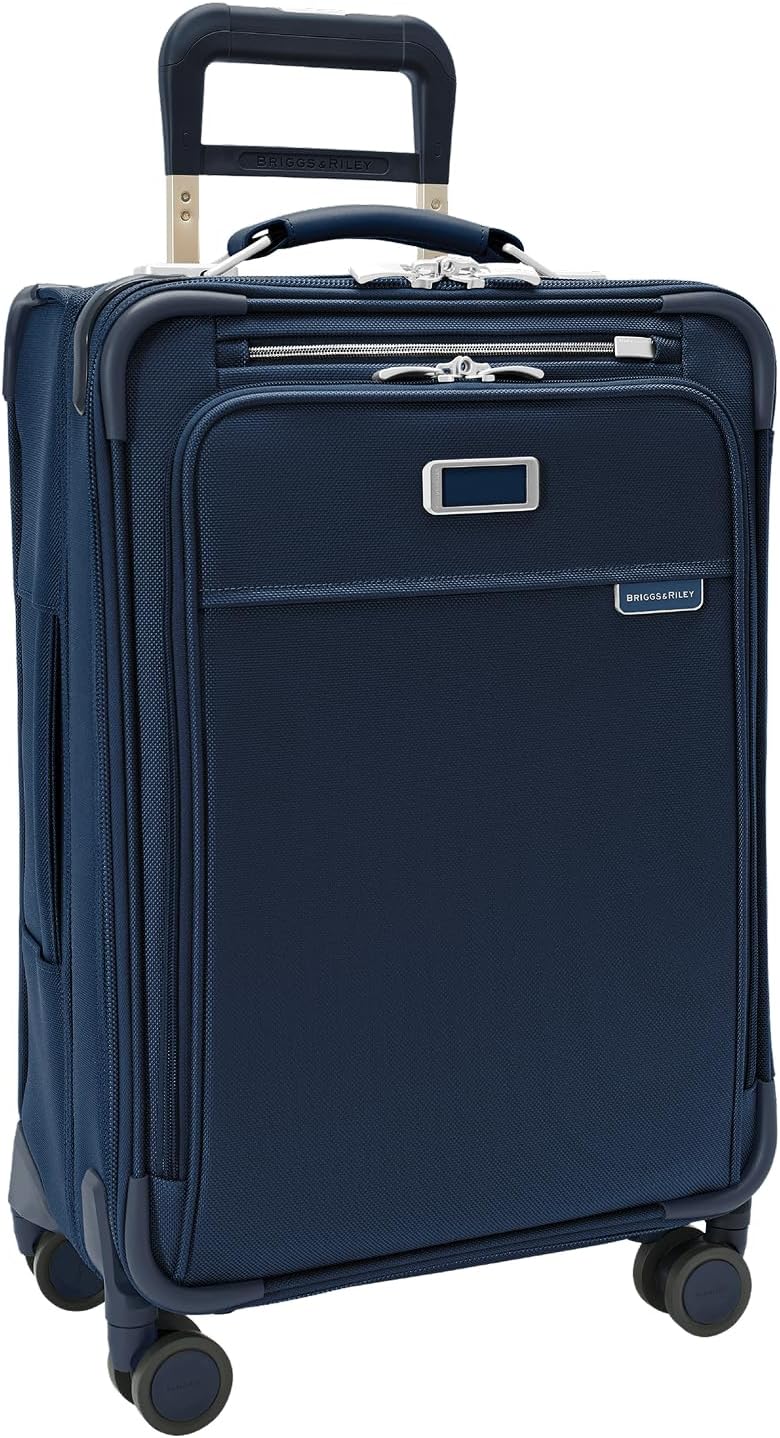 Briggs & Riley Essential 22″ Carry On Expandable Spinner – Luggage for Travel, Suitcases with Wheels, Softside Rolling Bag for Men & Women, Self-Repairing Zipper – Baseline Collection, Navy