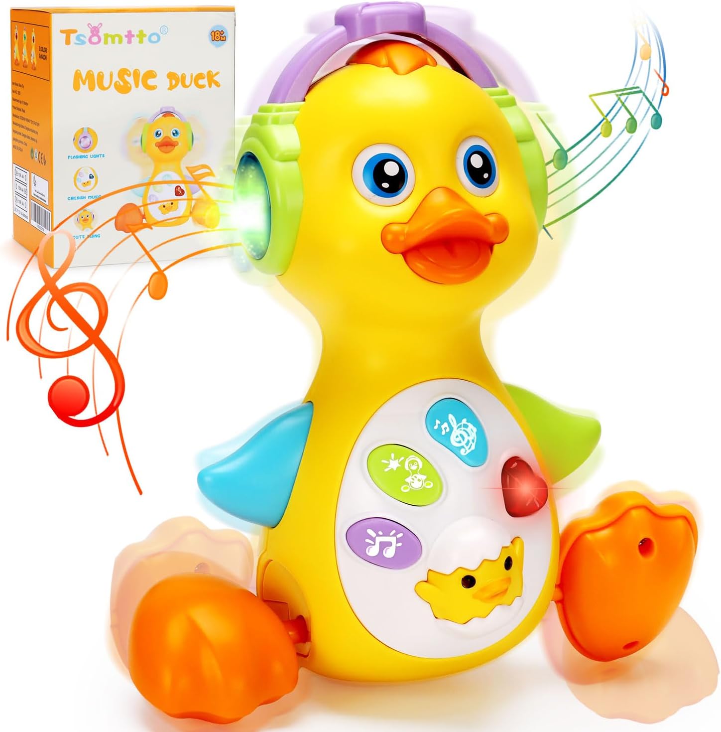 Tsomtto Baby Musical Light Up Duck Toy, Baby Toys Dancing Crawling Tummy Time Toys, Newborn Infant Musical Learning Toy Gifts for Baby Boys Baby Girls