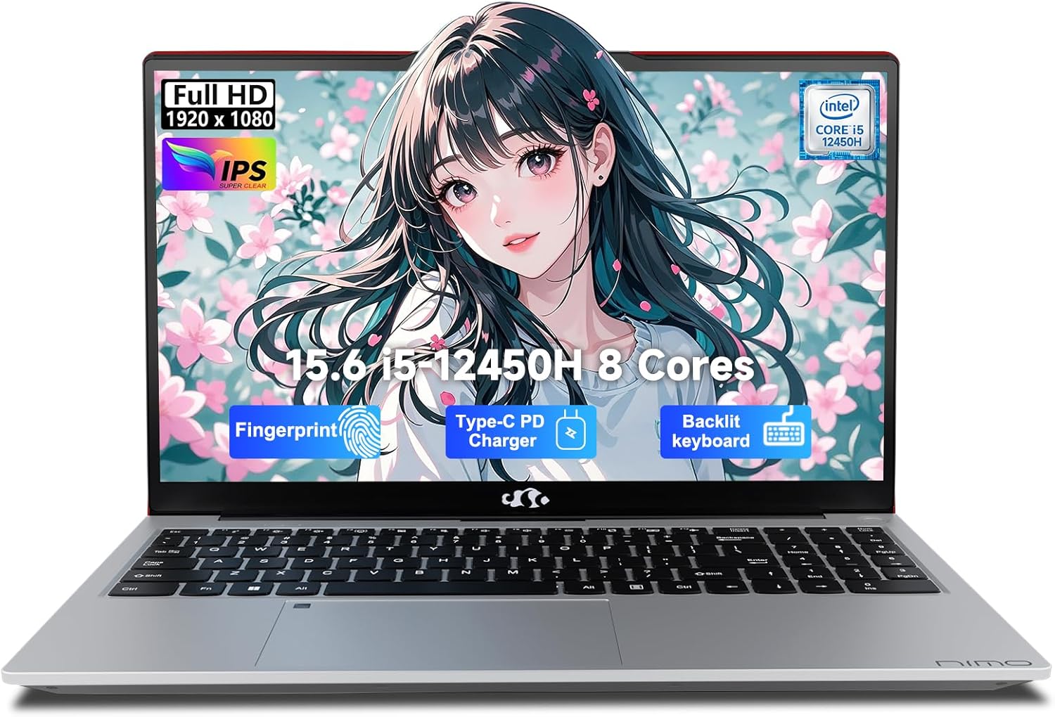 NIMO 15.6″ FHD-IPS-Laptop, Intel i5-12450H 8 Cores 32GB RAM 1TB SSD (Beat i7-11800H, Up to 4.4 GHz) 100W Type-C Fingerprint Backlit Keyboard for Professionals & Students Office, Study & Travel