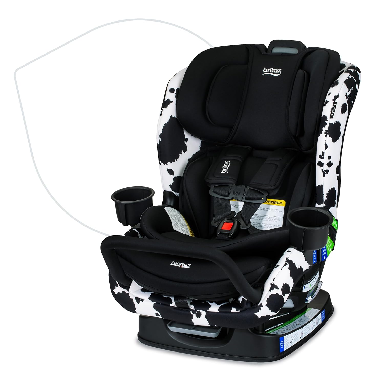 Britax Poplar S Convertible Car Seat, Slim 17” Design — Cowmooflage | 2-in-1 Car Seat, Extended Rear Facing, Slim Car Seat, Easy Installation With ClickTight, Anti-Rebound Bar, SafeWash Fabrics
