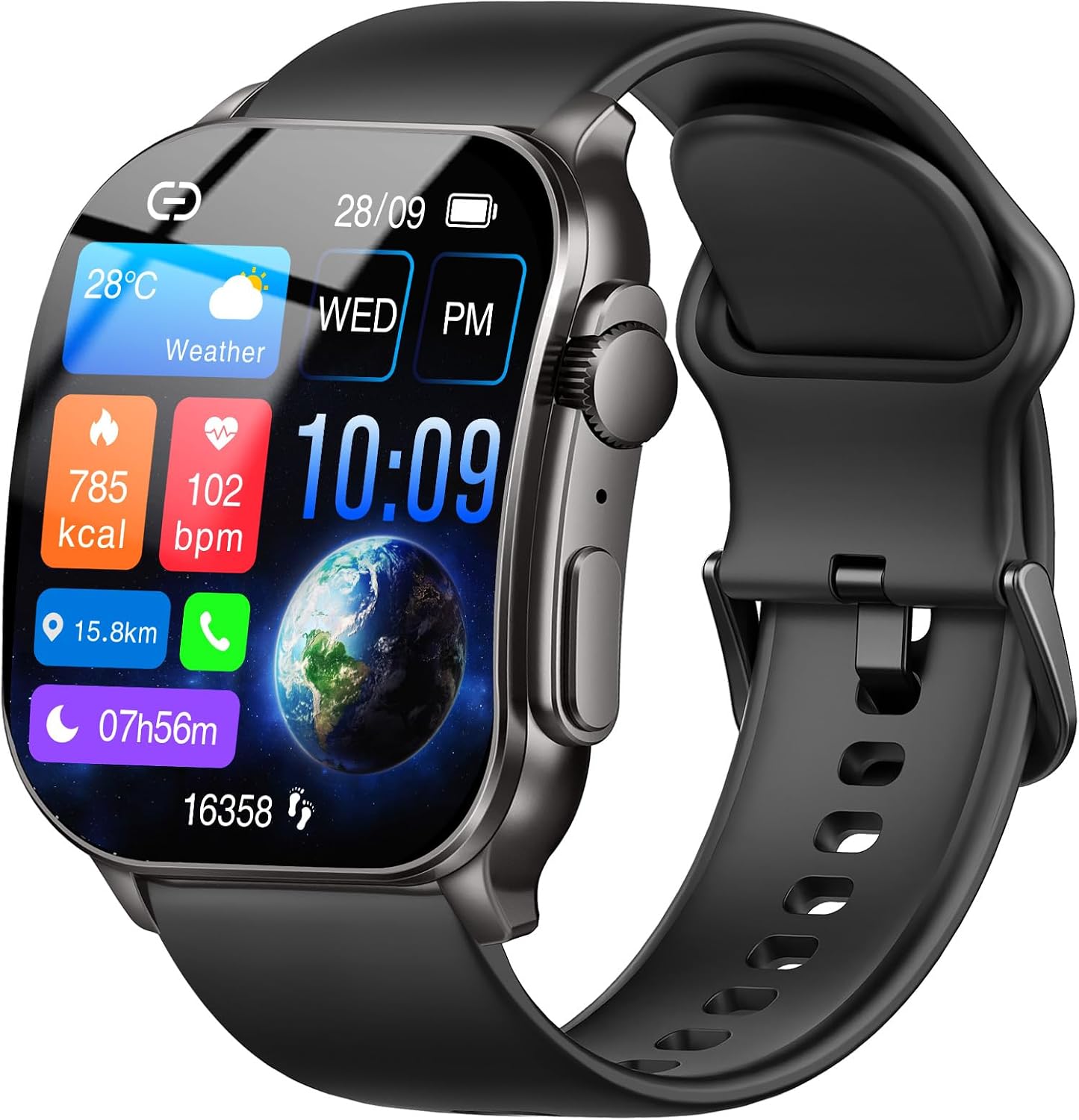 Smart Watch for Men, 2.01″ AMOLED Curved Display Fitness Tracker with Answer/Make Calls, 100+ Sport Modes, Fitness Watch with 24/7 Heart Rate/Sleep Monitor/Pedometer, IP68 Waterproof, for Android iOS
