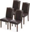 DUMOS Dining Chairs Set of 4, Modern PU Leather Kitchen Table Chairs | Wooden Legs, Padded Seat, Armless, Dining Room, Living Room, Restaurant, Brown