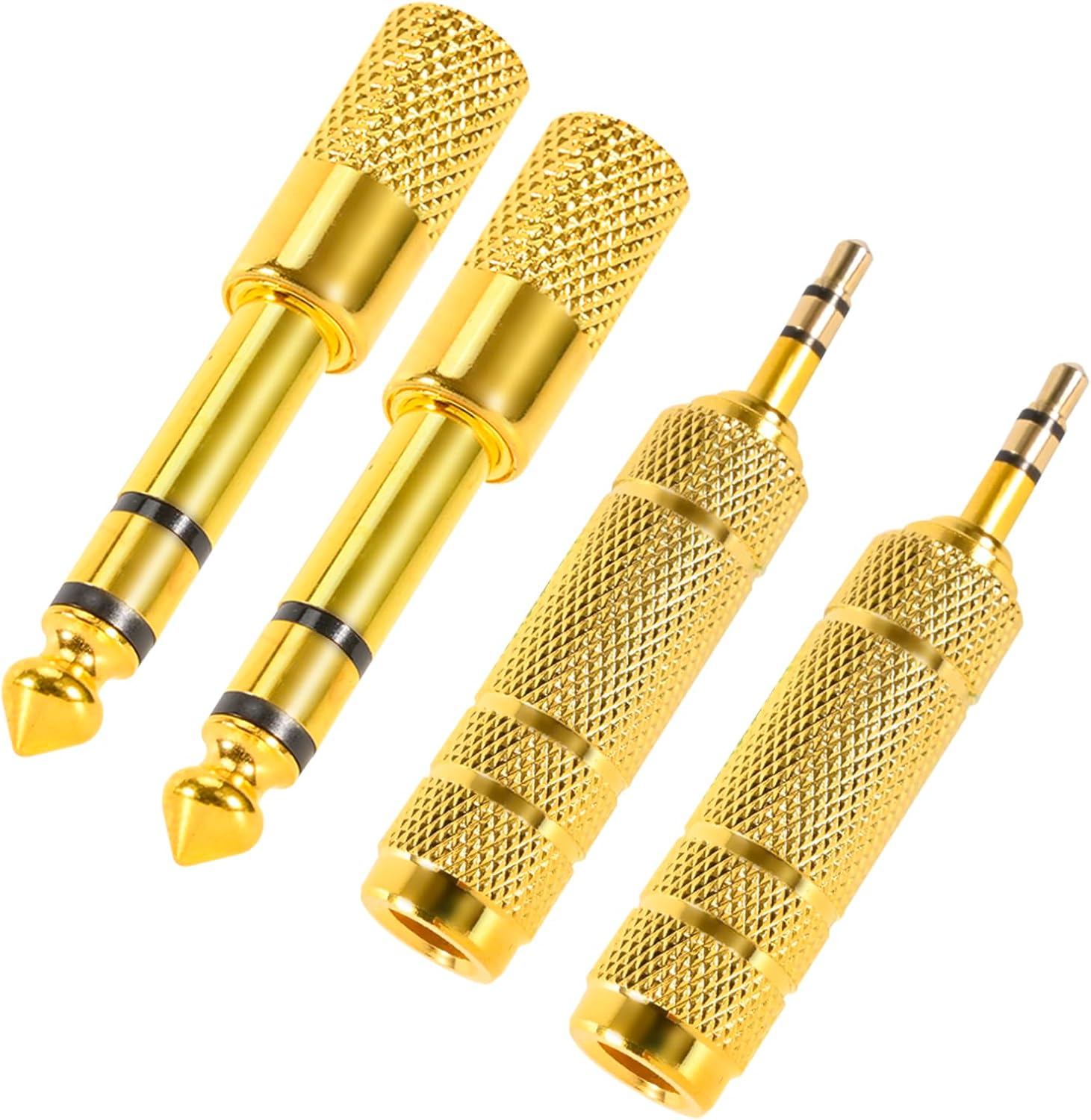 QAJOPFN 4 Pack Headphone Jack Adapter – 3.5mm (1/8 inch) Male to 6.35mm (1/4 inch) Female and 6.35mm (1/4) to 3.5mm (1/8) Audio Adapter for Player, Headphone, Guitar Amplifier