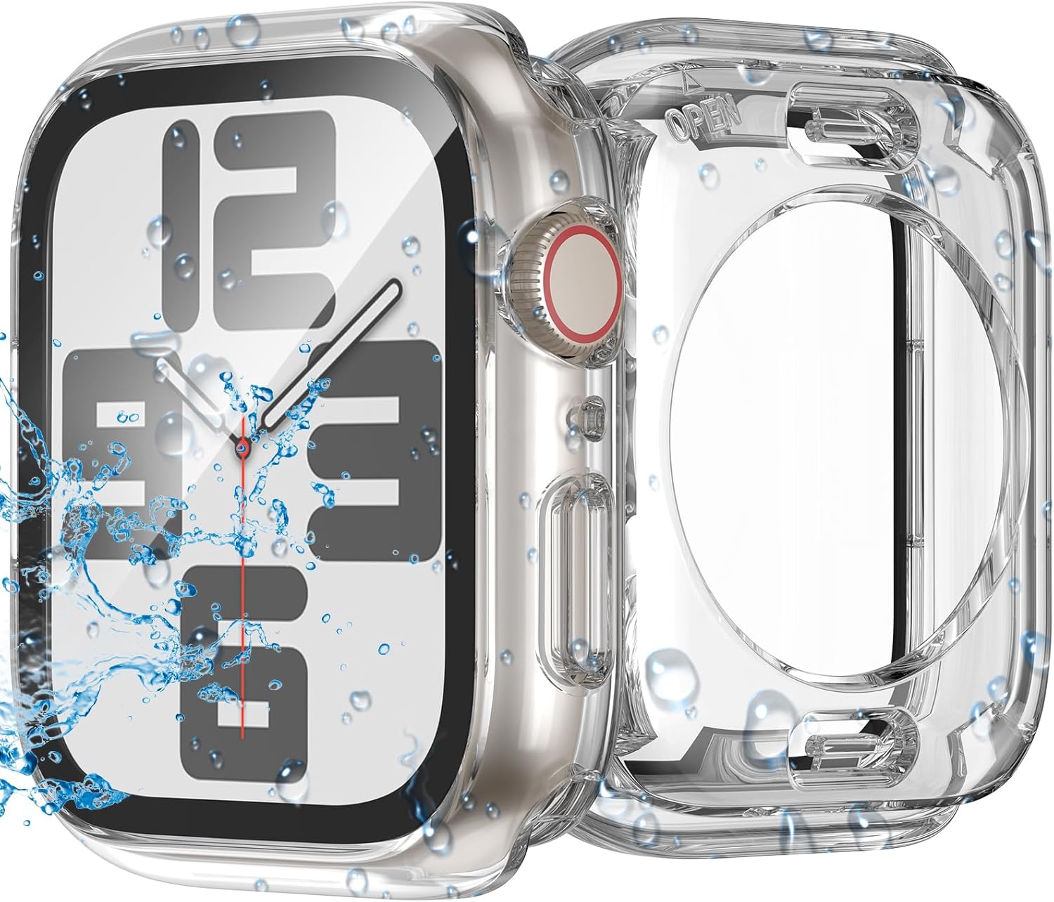 YIJDACASE [3 in 1] Waterproof Case for Apple Watch SE 3/SE 2/SE,Series 6/5/4 44mm,Built-in Tempered Glass Screen Protector,360 Full Coverage PC Bumper, Sensitive Touch Protective Cover,Clear