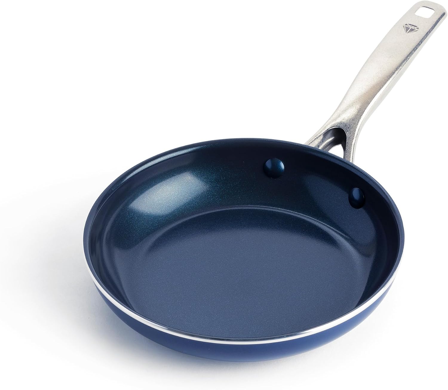 Blue Diamond 8″ Nonstick Frying Pan Skillet, Diamond Infused PFAS-Free Ceramic, Dishwasher & Oven Safe, Stainless Steel Handle, Durable Non Toxic Metal Utensil Safe, Egg & Omelet Pan, Blue