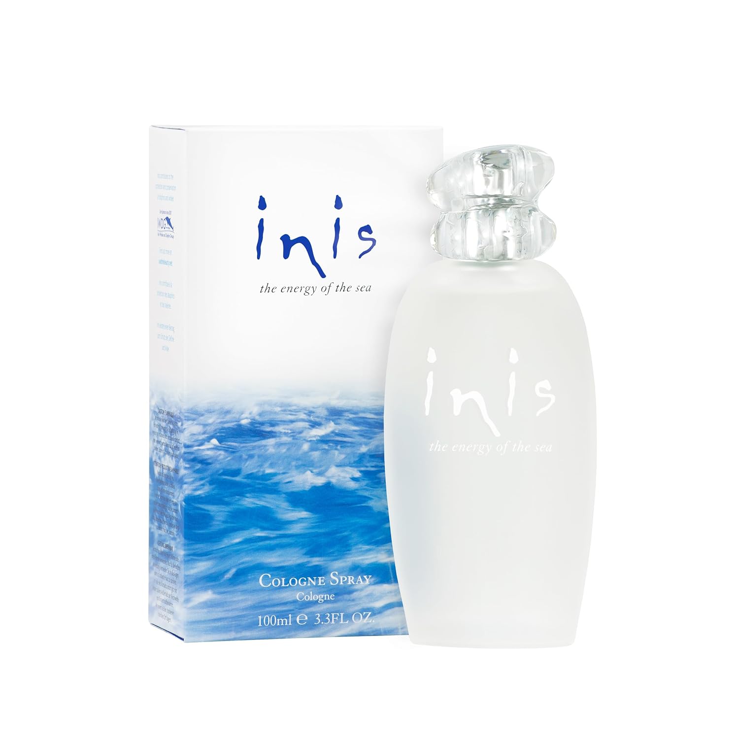 Inis the Energy of the Sea – Cologne for Men and Women, 3.3 fl oz | Large Unisex Perfume for Women and Men, Clean Fresh Aquatic Ocean Fragrance in Frosted Sea Glass Bottle, Mens Cologne Gift