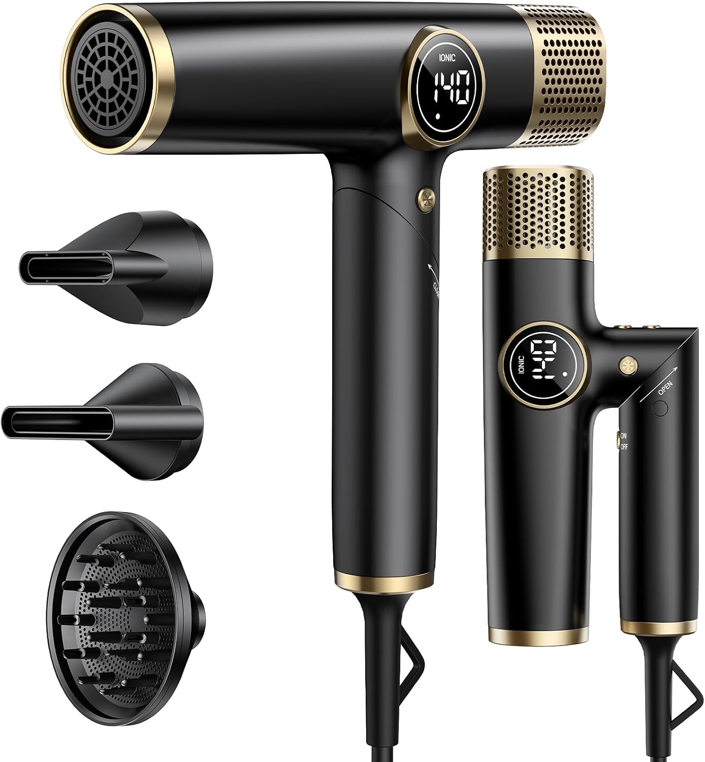 Hair Dryer, Professional Ionic Hair Dryer for Fast Drying, High Speed Hair Blow Dryer with Diffuser for Home Salon Travel, Constant Temperature Hair Care Without Hair Damage