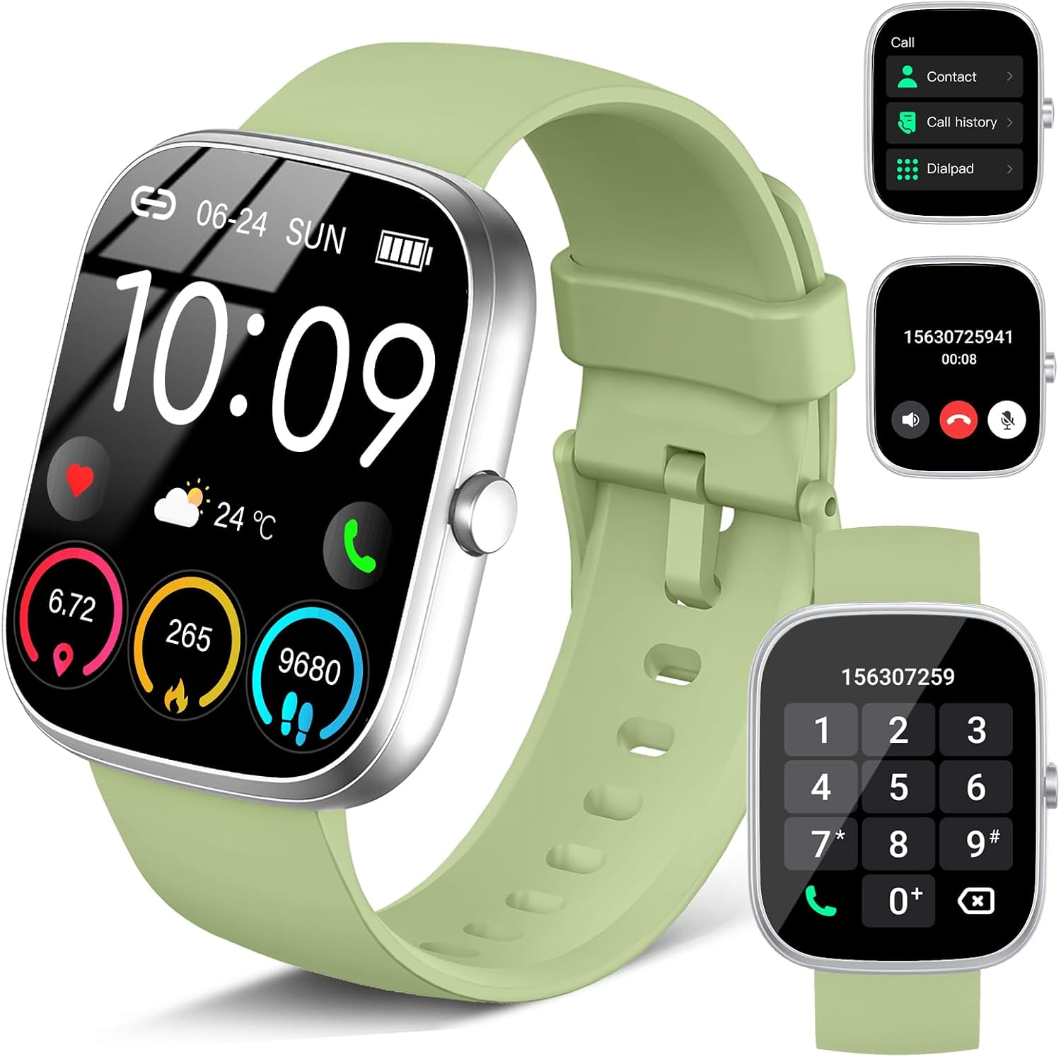 Smart Watch for Men Women, 1.91″HD Screen Smartwatch (Answer/Make Call), 2026 Fitness Tracker Heart Rate/Activity/Sleep Monitor, IP68 Waterproof,110+ Sport Modes,Step Counter for Android IOS Green