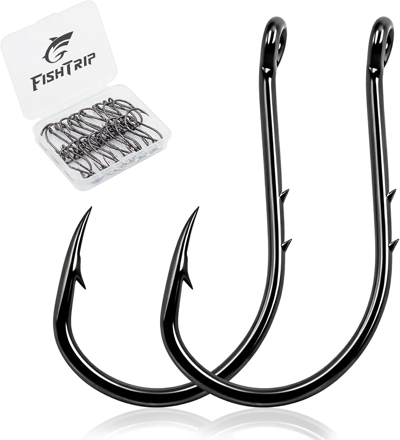 FishTrip Octopus Baitholder Fishing Hooks, 50/100pcs Bait Holder Hook Sharp Double Barbed High Carbon Steel Offset Circle Hooks Live Bait Fish Hooks for Freshwater Saltwater Size 8-5/0