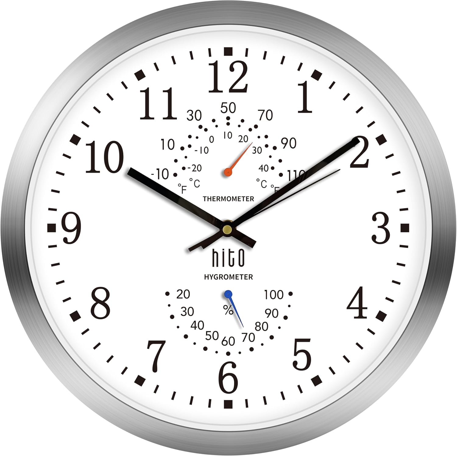 HITO 14 Inch Silent Wall Clock Battery Operated, Large Wall Clock for Living Room Decor, Office, Classroom, Bedroom