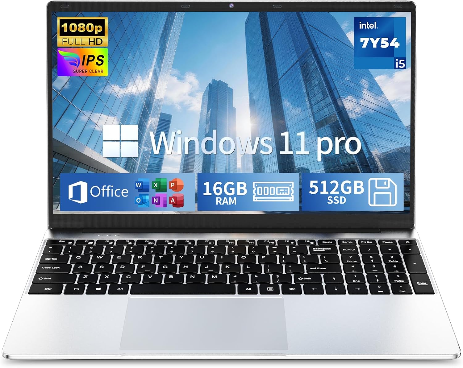 2026 Flagship 15.6″ Business Laptop Computer, 16GB RAM 512GB SSD, Core i5-7Y54(Up to 3.2GHz), Windows 11 Pro, Office 365, Fan Cooling, 2-Year Warranty, Portable Traditional Lap Top for Students & Work