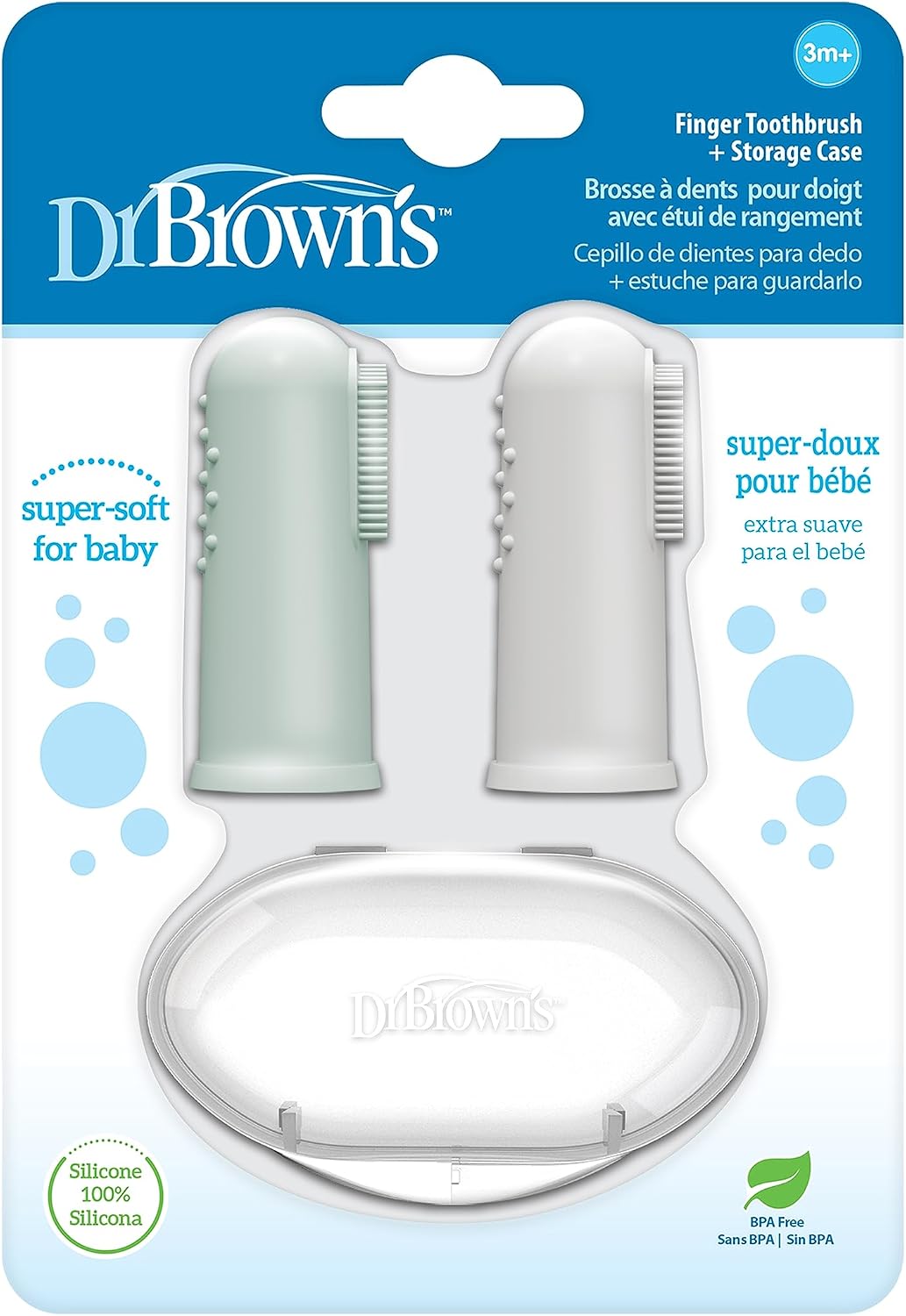 Dr. Brown’s 100% Silicone Baby Finger Toothbrush and Toothpaste Set, 2-Pack Toothbrush & Infant-to-Toddler Training Toothbrush, Soft for Baby’s First Teeth, Giraffe, 0-3 Years
