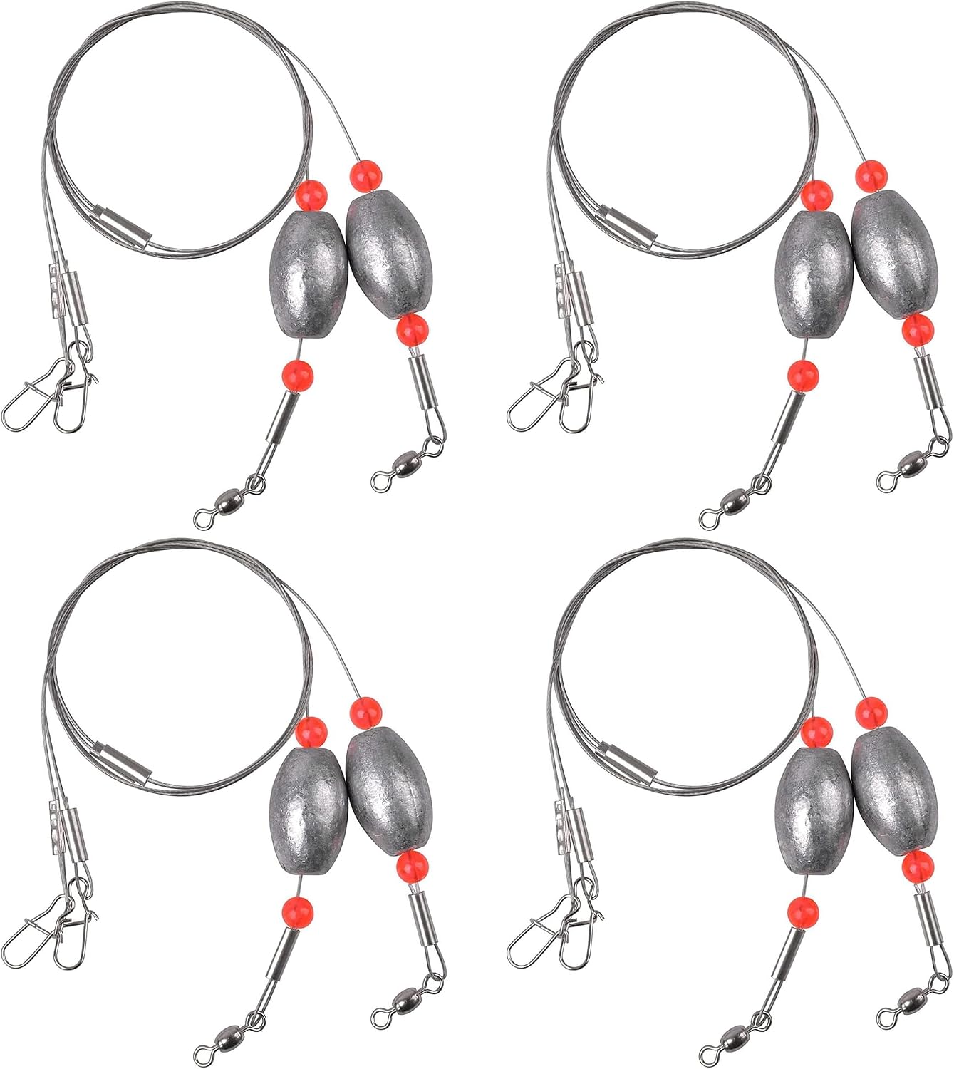 Egg Sinkers Fishing Weight Rigs, 8pcs Stainless Steel Wire Leader Rigs with Sinker Weights Carolina Rig for Flounder Catfish Saltwater Fishing 1/2oz-2oz