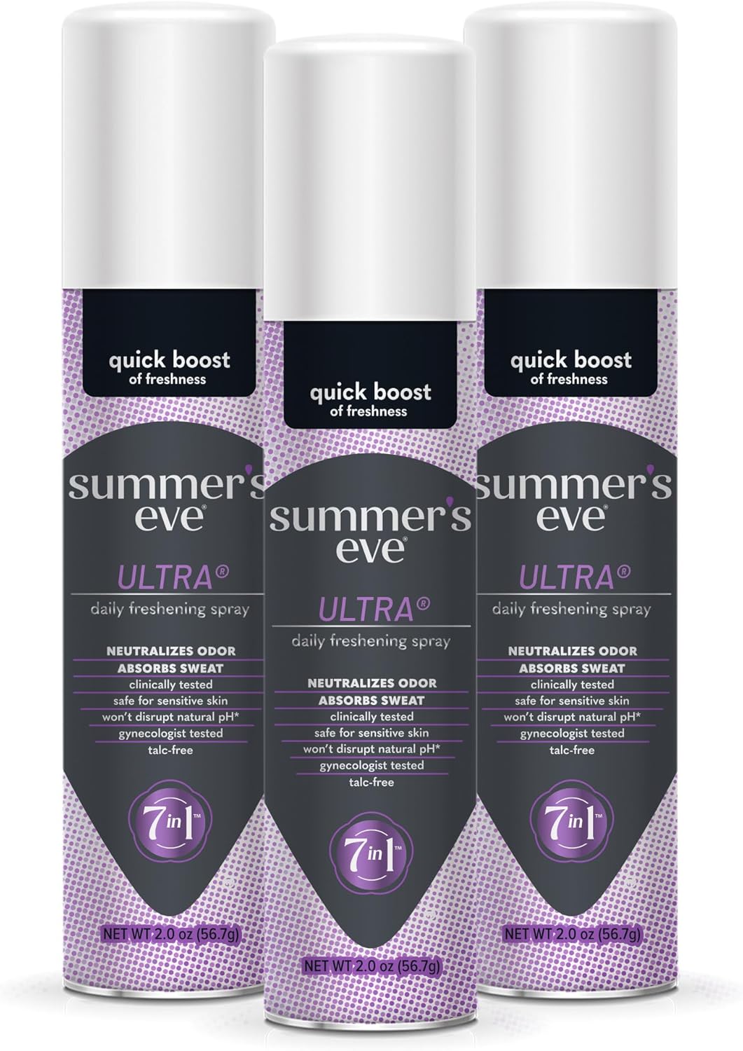 Summer’s Eve Ultra Feminine Spray, Daily Body Spray for Women, Feminine Care that Neutralizes & Reduces Body Odor, Gynecologist-Tested, 2 oz, 3 Pack