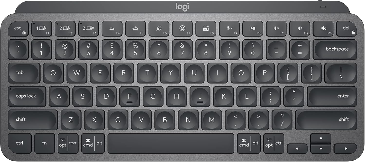 Logitech MX Keys Mini Minimalist Wireless Illuminated Keyboard, Compact, Bluetooth, Backlit, USB-C, Compatible with Apple macOS, iOS, Windows, Linux, Android, Metal Build – Graphite