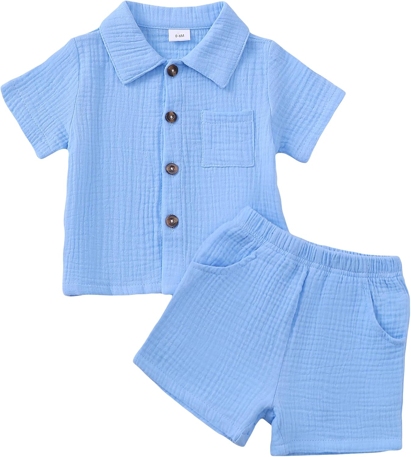 Jecson Baby Boy Clothes Baby Boy Outfits Baby Boy Summer Clothes Cotton 2 Piece Set with Button Down Shirt and Shorts 0-3T