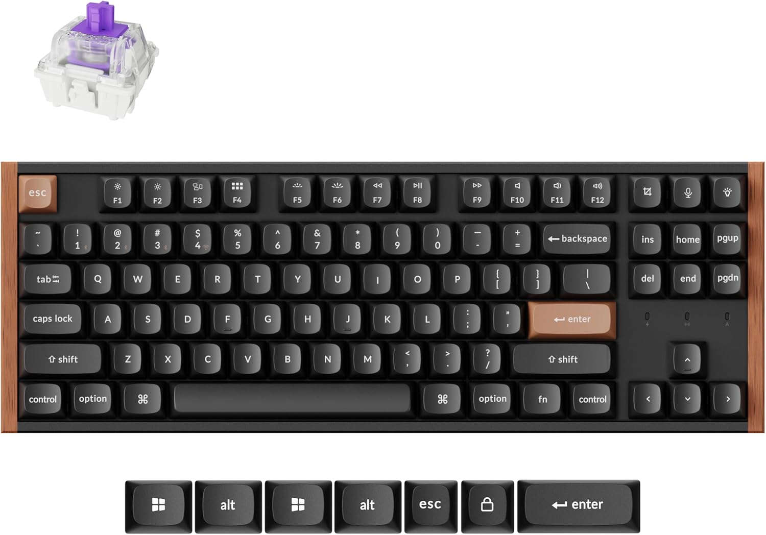 Keychron K8 HE TKL Hall Effect Wireless Keyboard, Magnetic Hot-Swappable Switches, Rapid Trigger, QMK/Launcher Web, RGB, 2.4GHz/Bluetooth 5.2/Wired, Aluminum & Wood Frame, Mac Windows Linux – Black