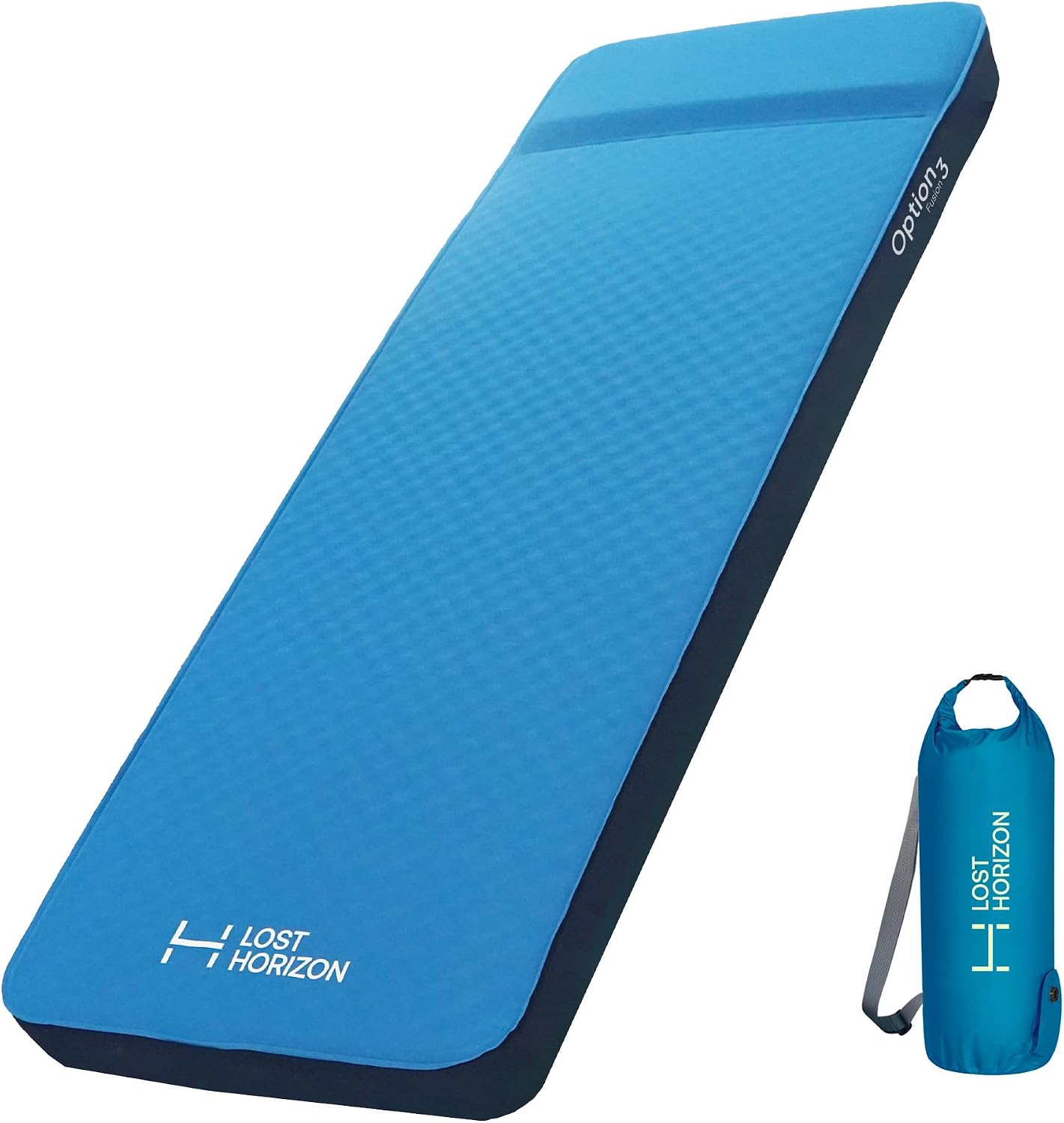 Lost Horizon Air & Foam Camping Mattress, Self-Inflating Sleeping Pad, 3″ Thick, with Pump Sack, Single