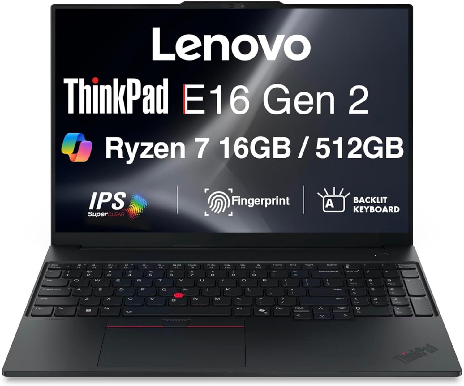 Lenovo ThinkPad E16 Gen 3 Business Laptop 16.0″ FHD+ Anti-Glare Display | (AMD Ryzen 7 250 (> Ryzen 7 7735U), 16GB DDR5, 512GB SSD, Copilot, Backlit, Fingerprint, WiFi 6, RJ-45, FHD IR Webcam, Win11P