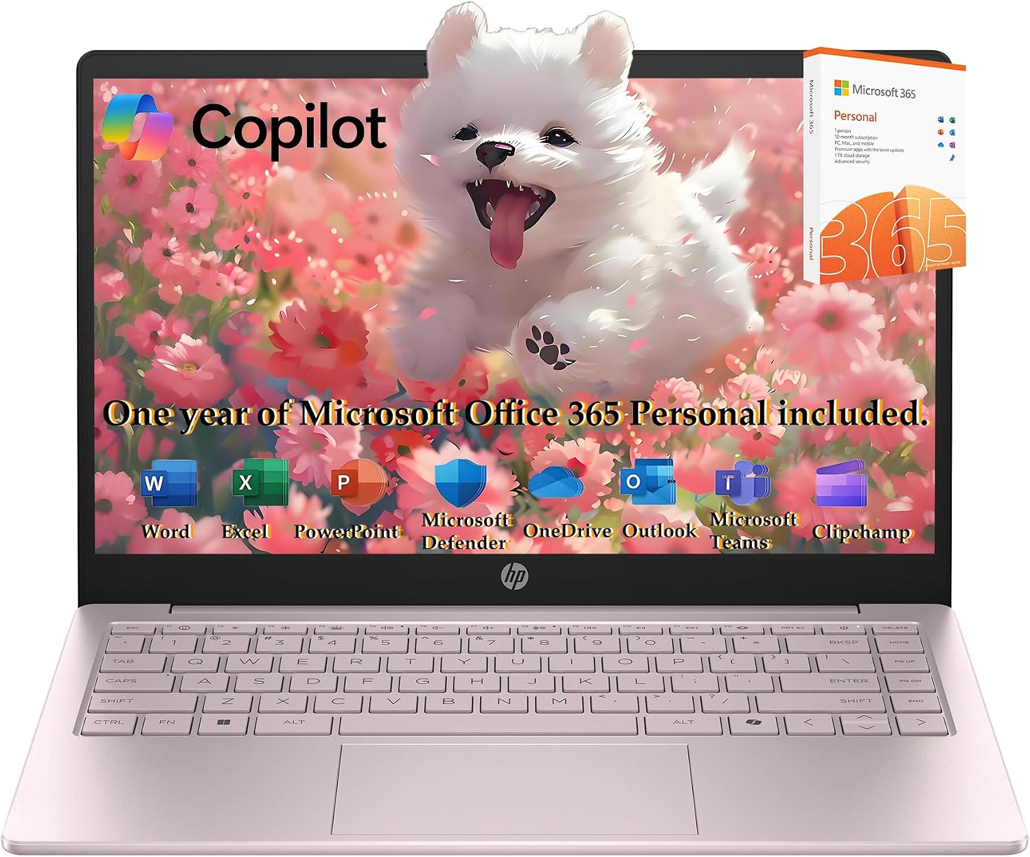 HP Laptop 2026 Edition with Copilot AI, 16GB RAM, 256GB SSD + 128GB UFS, Intel Processor, Long Battery Life, Lightweight, 1 Year Office 365, Windows 11 Home S for Students & Office, Type-C HUB, Pink