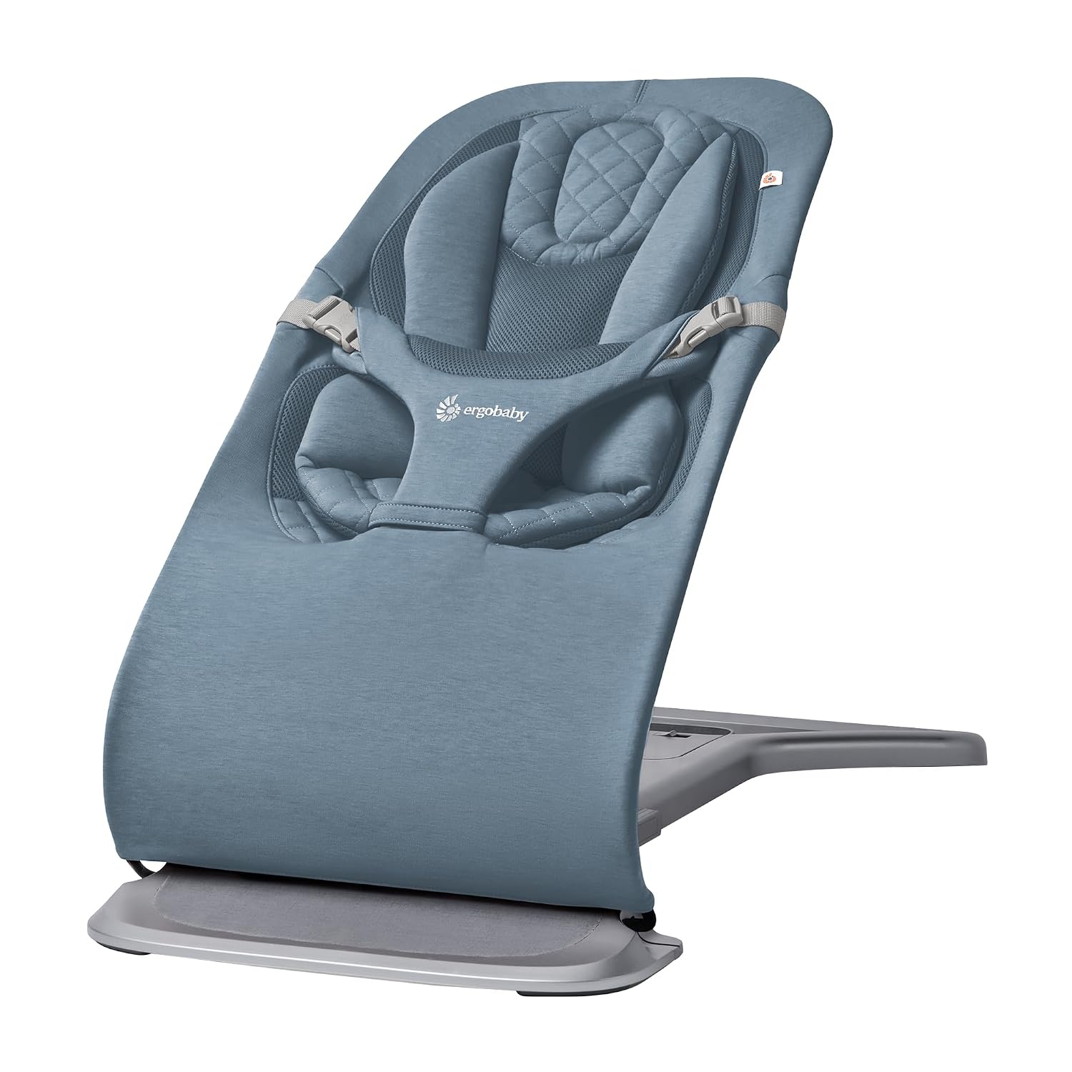 Ergobaby Evolve 3-in-1 Bouncer Seat for Babies and Toddlers 5.5-25lbs – Multi Position Baby Rocker Seat with Adjustable Heights, Secure Harness, Newborn Insert – Oxford Blue