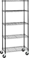 Amazon Basics 5-Shelf Heavy Duty Garage Shelving Storage Rack with 4″ Wheel Casters, Adjustable Metal Wire Organizer, 300 lbs Per Shelf, 30″ x 14″ x 64.75″, Black