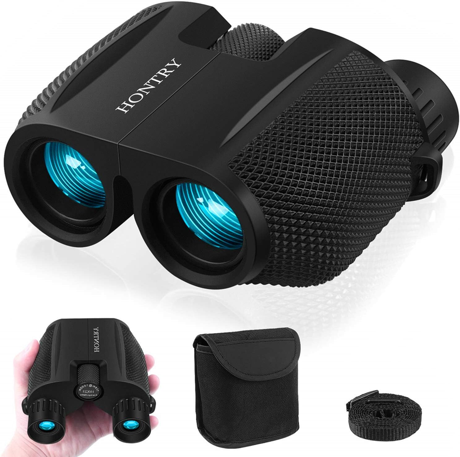 Hontry Binoculars for Adults and Kids, 10×25 Compact Binoculars for Bird Watching, Theater and Concerts, Hunting and Sport Games