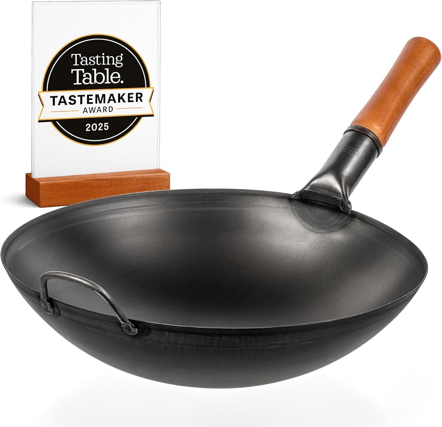 YOSUKATA 14″ Carbon Steel Wok with Round Bottom – Pre-Seasoned Pow Wok for Stir Fry – Traditional Chinese Japanese Black Steel Pan – Outdoor Cookware for Gas Stovetops, Open Fire, BBQ, Camping