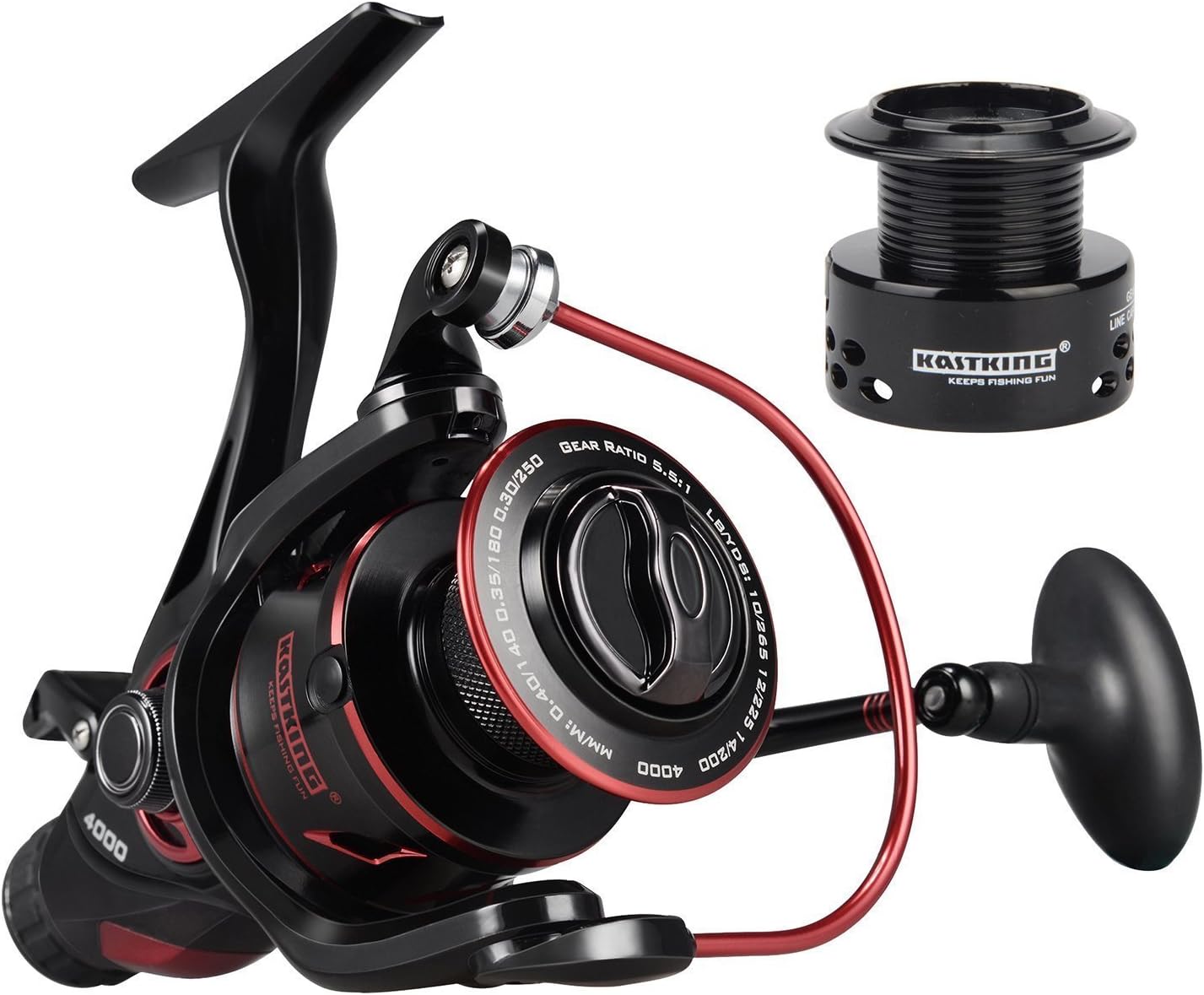 KastKing Sharky Baitfeeder III Spinning Reel 10+1 Shielded Stainless Steel BB – Carbon Fiber Drag for Live Liner Bait Fishing Action