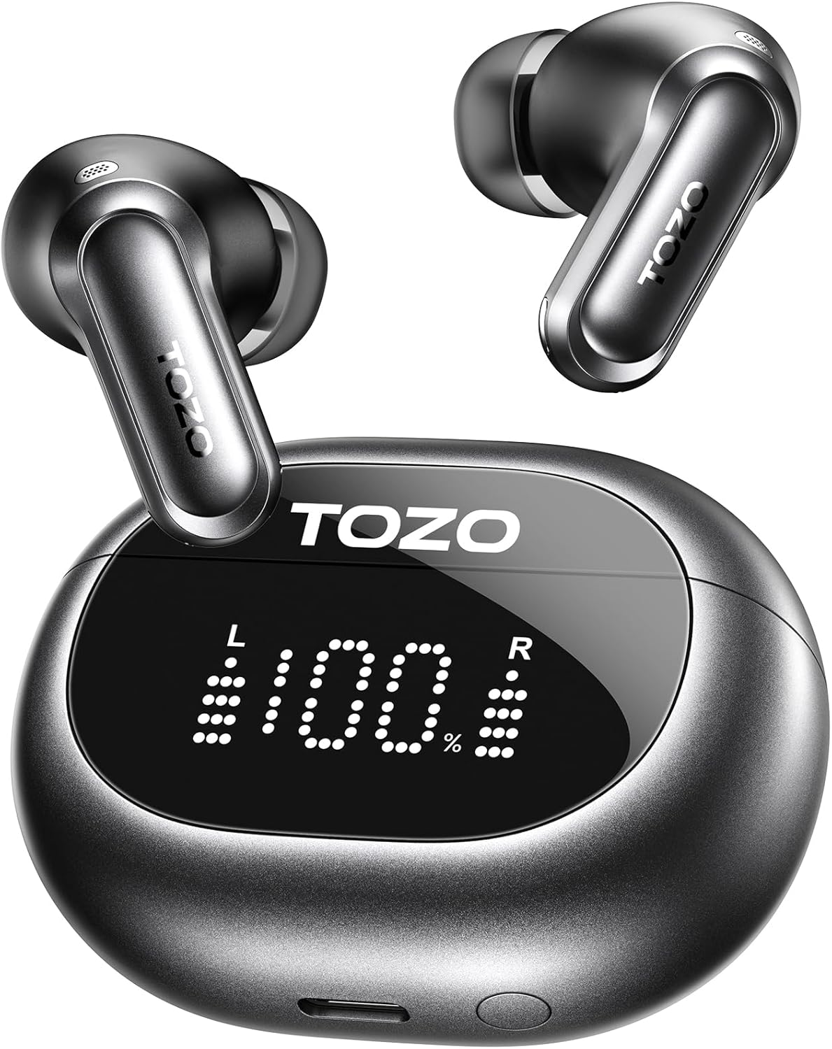 TOZO NC20 Active Noise Cancelling Wireless Earbuds, LDAC Hi-Res Sound Bluetooth Headphones, 6 Mics AI Call Ear Buds 80H Playtime, Dual Pairing, 32 EQ via App, IPX8 Waterproof, Wireless Charging Case