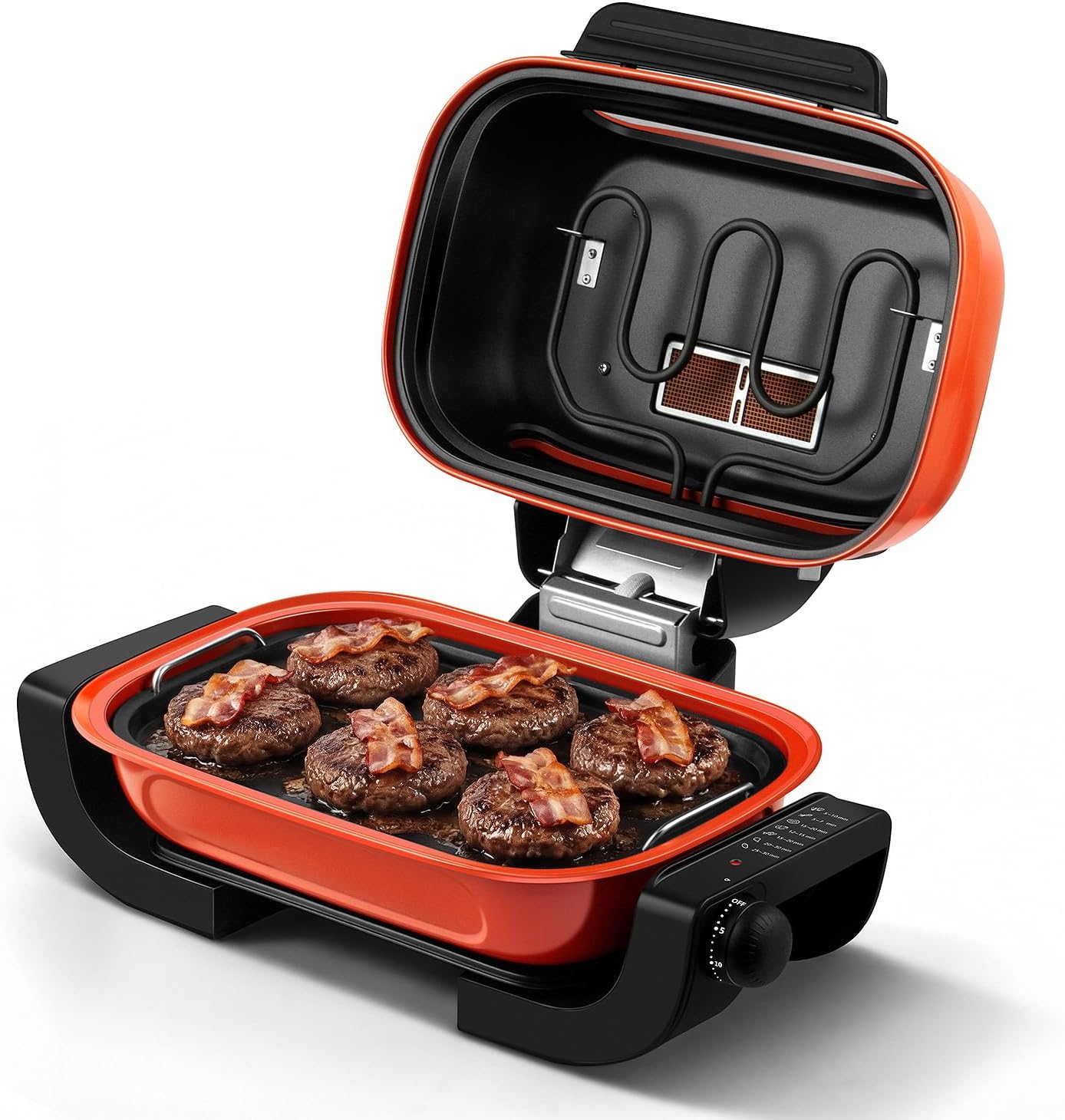 Electric Grill Outdoor, Techwood 3-1 Electric Grill for indoor/outdoor Cooking, 1300W Korean BBQ Grill with Timer Control Knob, Roast, Toast, Grill & More for Parties & Everyday Meals