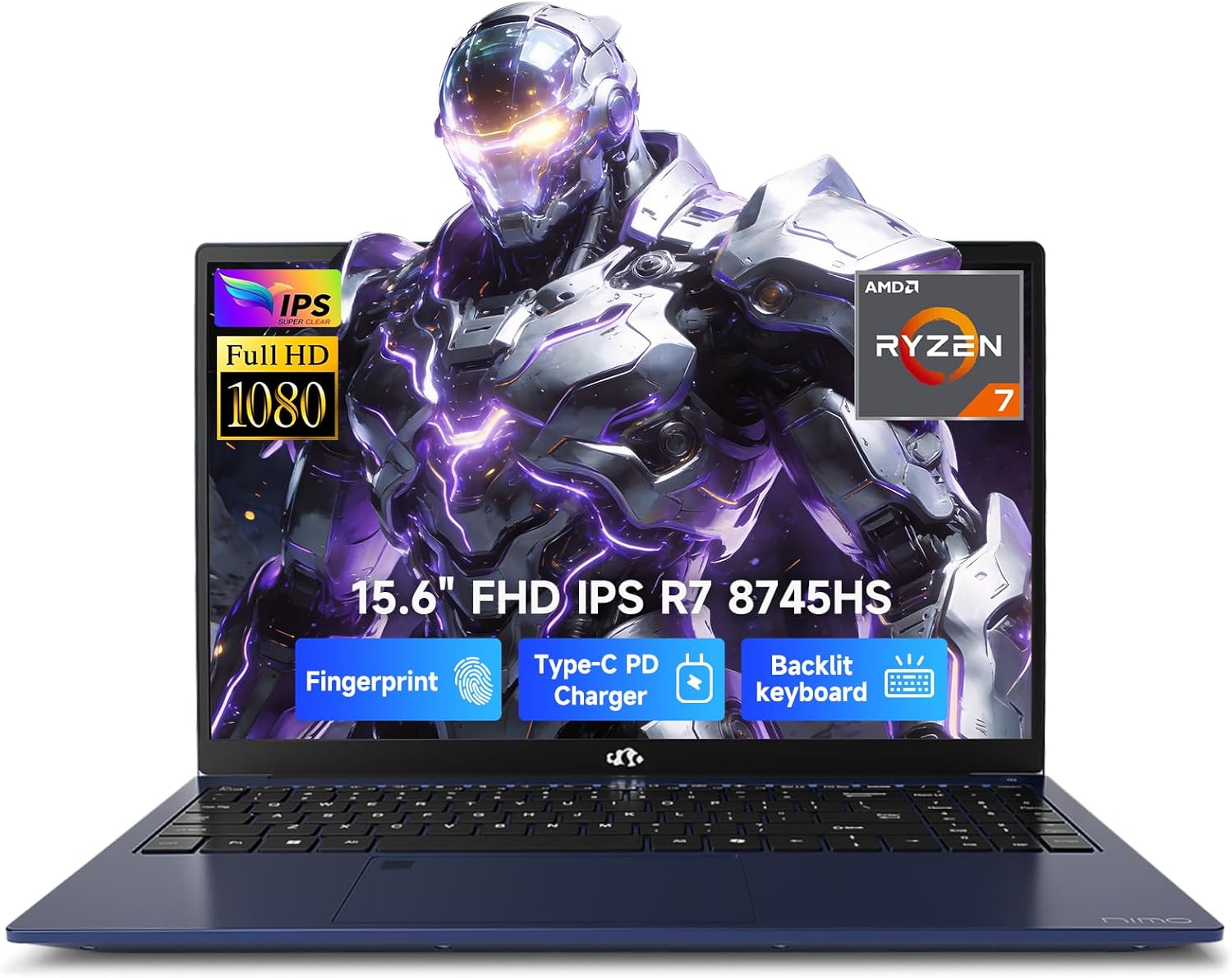 NIMO 15.6 Streaming & Gaming Laptop, R7 8745HS 8-Core 16GB RAM 1TB SSD (beat i7-1360P) Radeon 780M, FHD 100W Fast PD Built for OBS Broadcasting, Real-time Encoding & Vlog Production, 2-Yr Warranty
