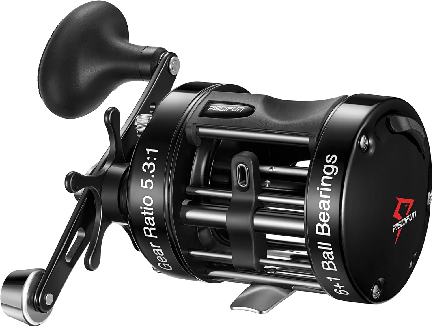 Piscifun Chaos XS Baitcasting Fishing Reel, Reinforced Metal Body Round Baitcaster Reel, Smooth Powerful Saltwater Inshore Surf Trolling Reel, Conventional Reel for Catfish, Musky, Bass, Pike