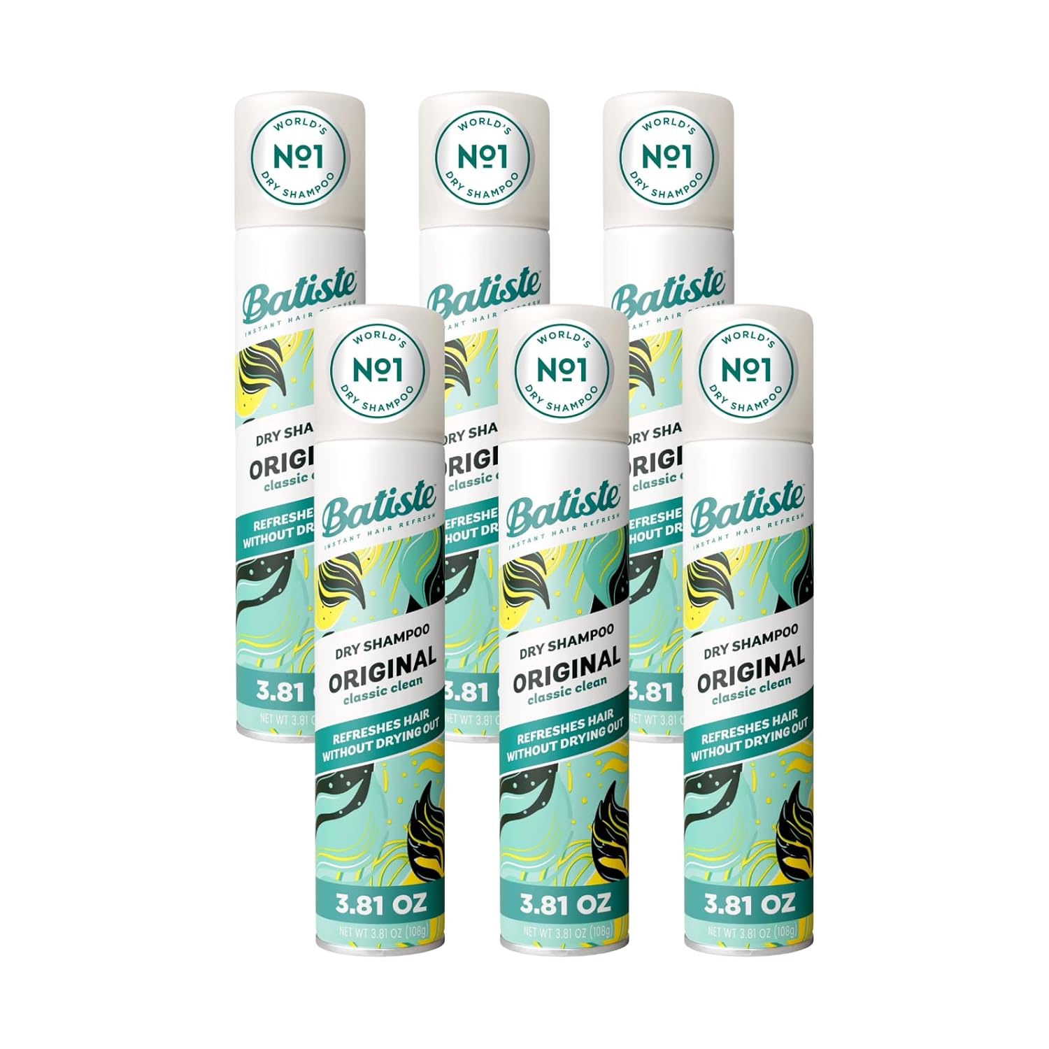 Batiste Original Dry Shampoo, Absorbs Oil & Grease, Classic Clean Scent, 3.81 oz