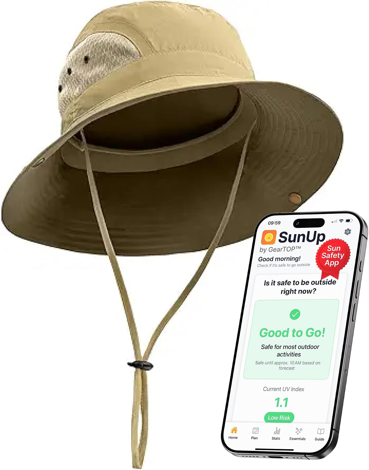 GearTOP Wide Brim Sun Hat for Men & Women, UPF 50+ Fishing Hat with Detachable Neck Flap & Face Cover Gardening Boonie Sunhat