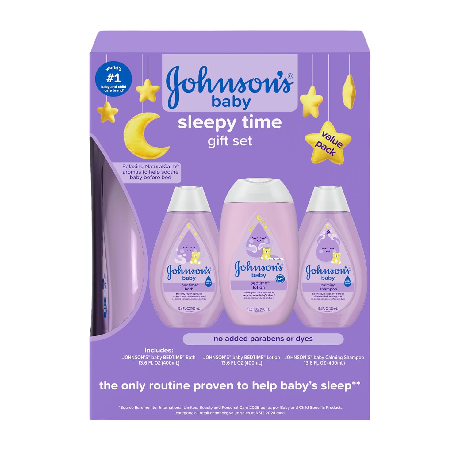 Johnson’s Baby Sleepy Time Gift Set with Calming Bedtime Bath, Bedtime Lotion & Calming Shampoo, Baby Bedtime Essentials with Relaxing NaturalCalm Aromas, Hypoallergenic, 3 Items