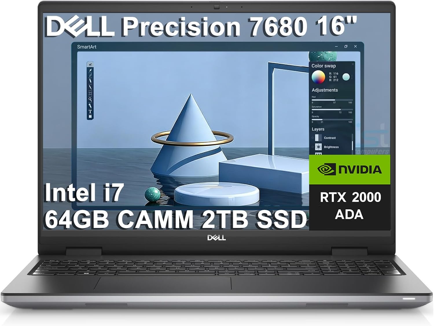Dell Precision 7000 7680 Mobile Workstation Laptop (NVIDIA RTX 2000 Ada 8GB, 16″ FHD+, Intel Core i7-13850HX (> Ultra 9-185H), 64GB LPCAMM2 DDR5, 2TB SSD) Pro Max for Engineer, Designer, Win 11 Pro