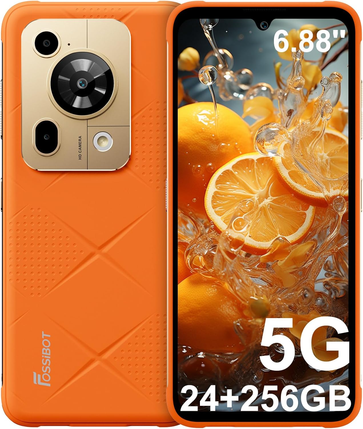 FOSSIBOT F112 Pro 5G Rugged Smartphone Unlocked, 24GB+256GB/1TB Android 14 Rugged Phone, 7150mAh Battery Cell Phone, 6.88” Display, 50MP+16MP Camera, Dual SIM 5G Unlocked Phone