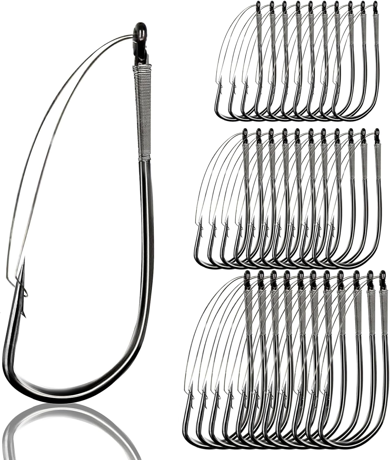 9KM DWLIFE Weedless Wacky Rig Hooks 30PCS Bass Hooks Super Strong Wacky Worm with Wire Guard for Neko Rig
