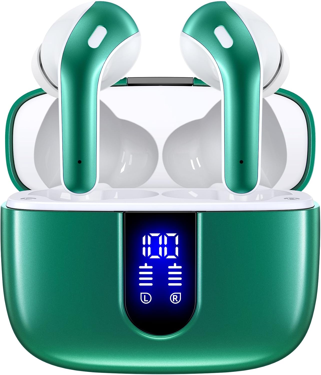 TAGRY Bluetooth Headphones True Wireless Earbuds 60H Playback LED Power Display Earphones with Wireless Charging Case IPX5 Waterproof in-Ear Ear buds with Mic for TV Smart Phone Laptop Computer Sports