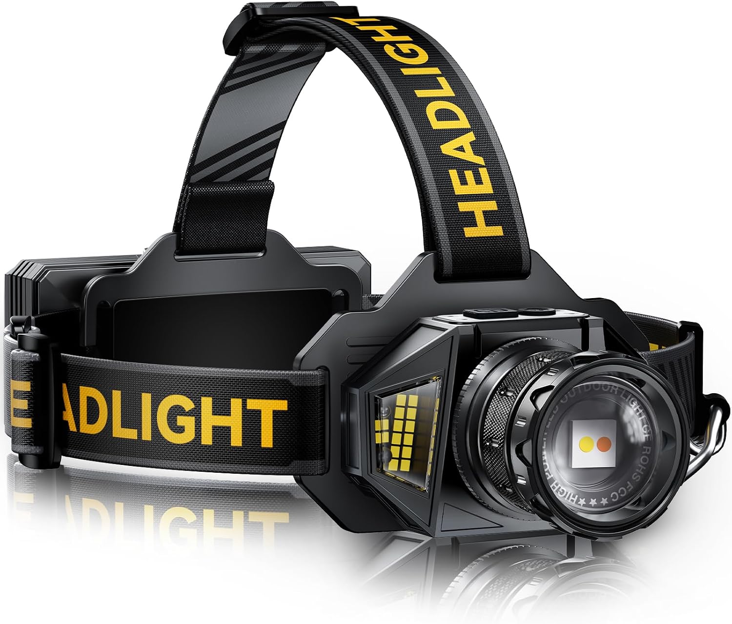 AKNEAR Rechargeable LED Headlamp with Red Light, 99000 High Lumens Head Lamp, Motion Sensor & 7 Modes & 95H Runtime, Zoomable & 90° Adjustable, IPX7 Waterproof Head Light for Adults, Outdoor